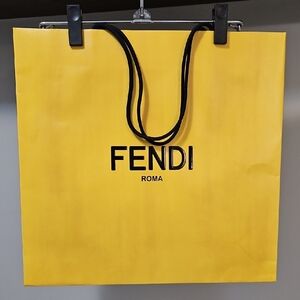 Fendi Yellow Shopping Bag with Black Handles